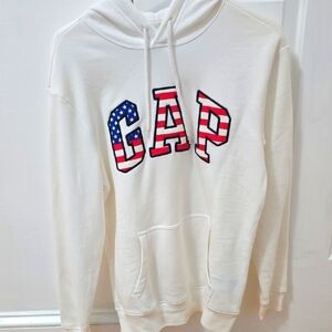 GAP Men's White Hoodie Sweater FLAG XS